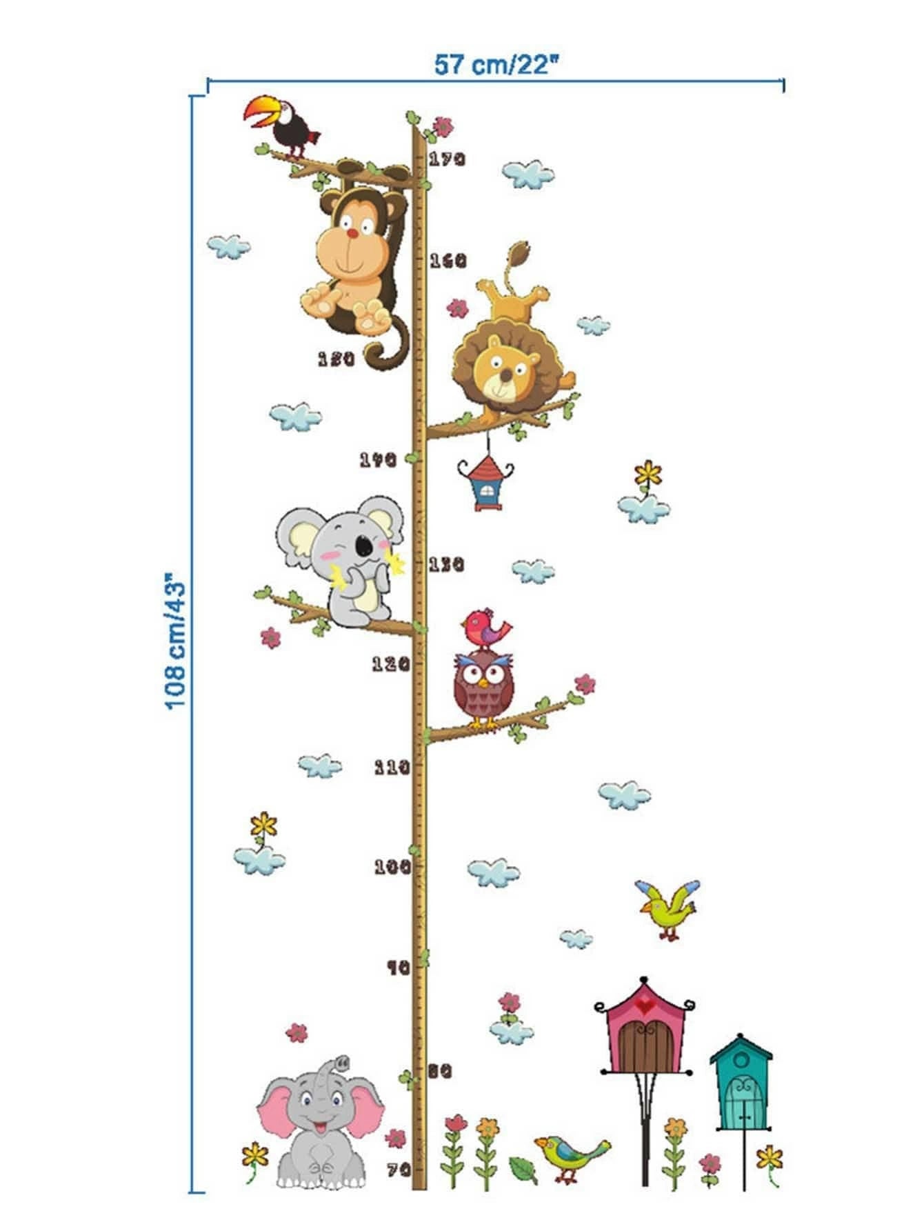 Animals on the Tree Growth Chart Decal