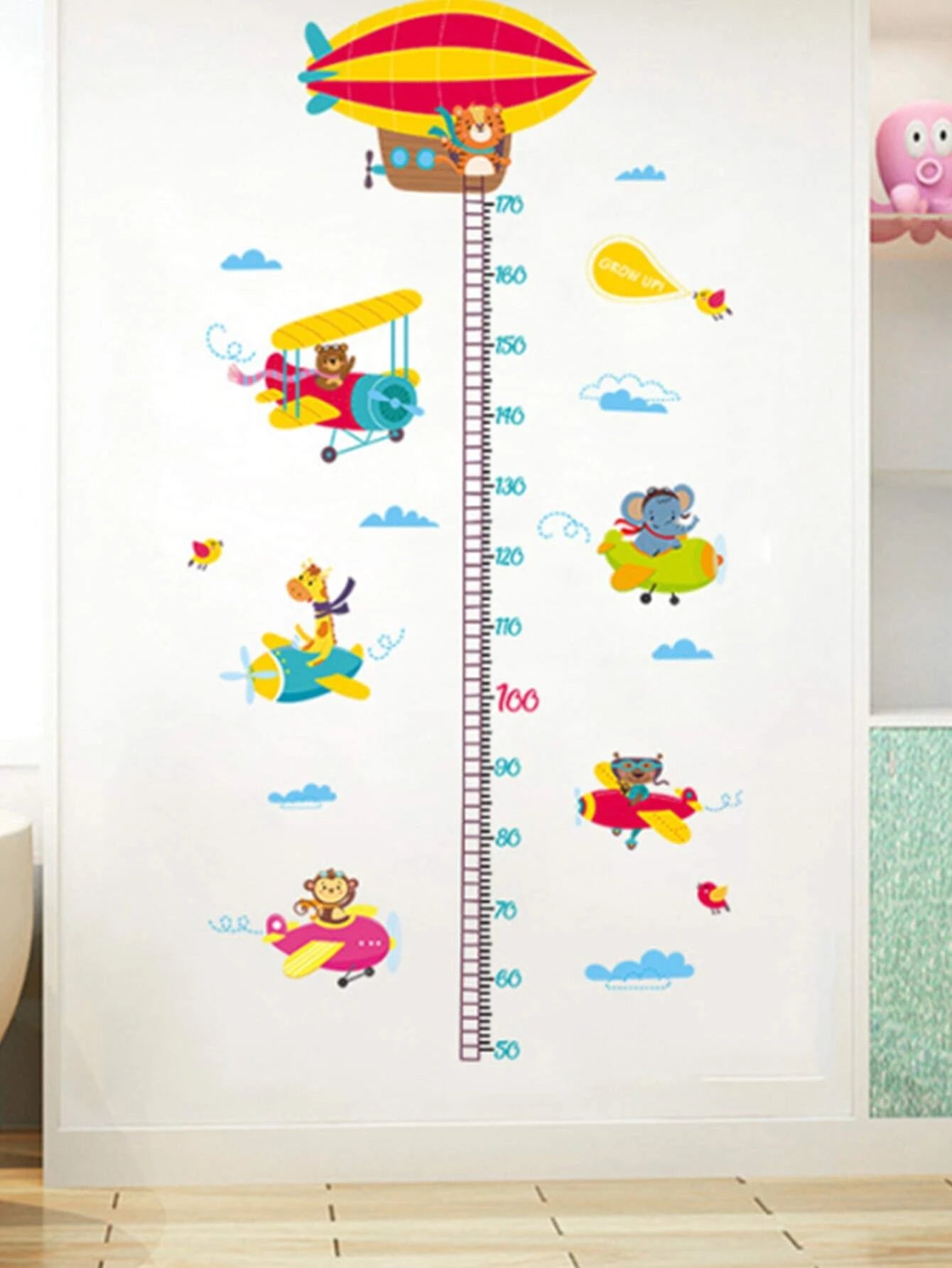 Animals Cartoon Growth Chart Decal