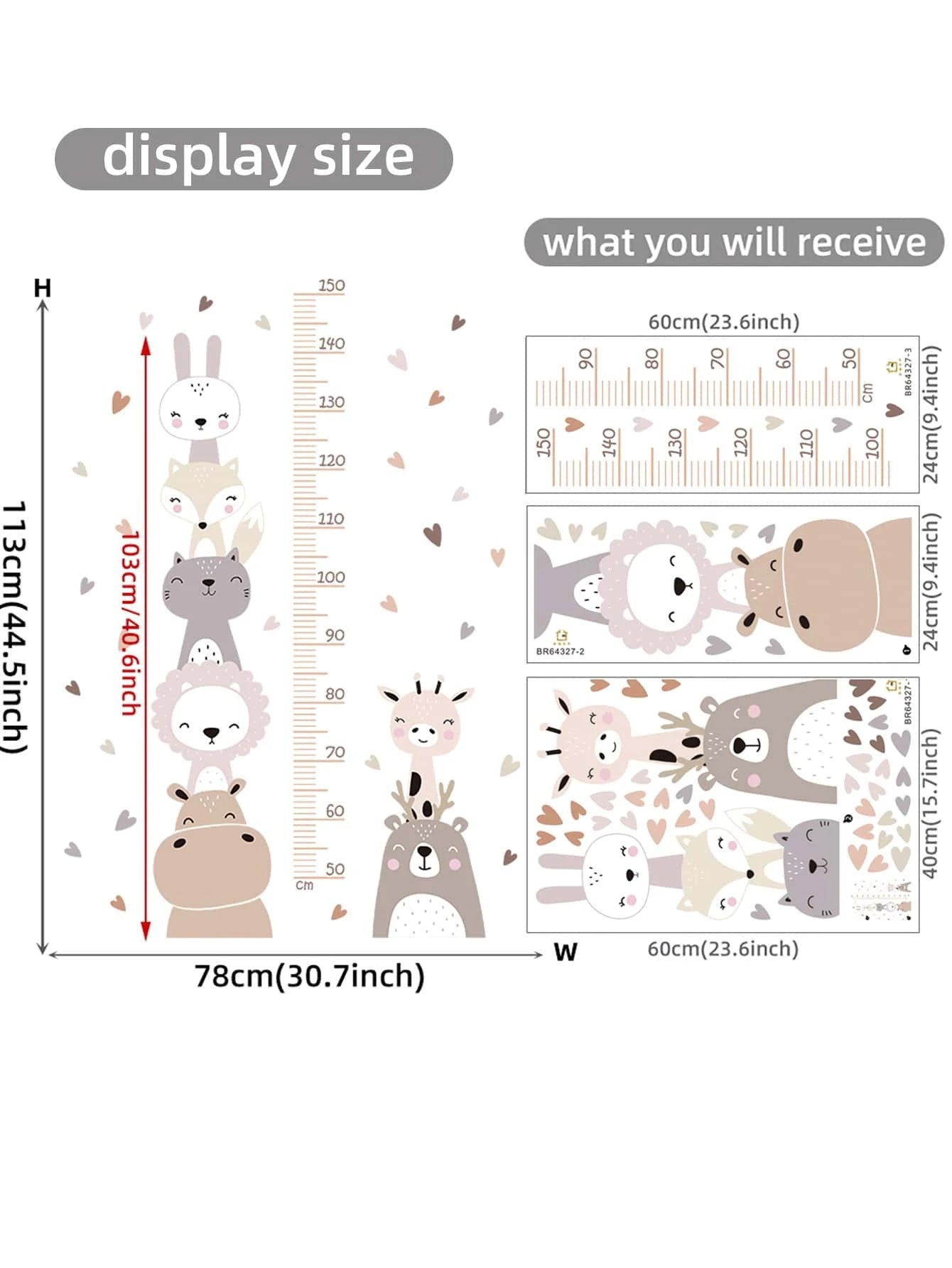 Animal Cartoon Growth Chart Decal