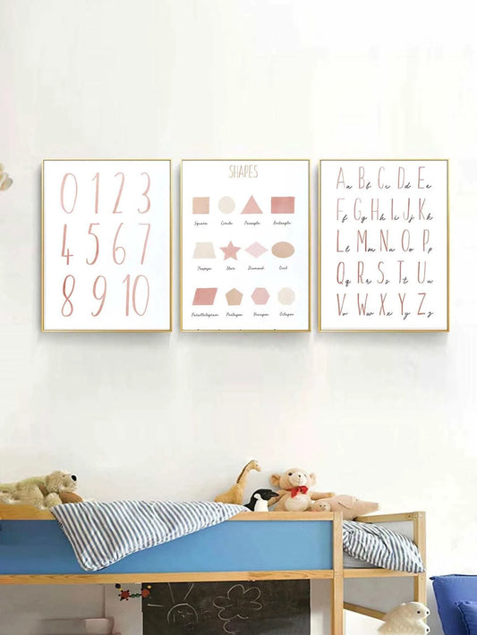 Alphabets, Shapes & Numbers Kids Unframed Paintings